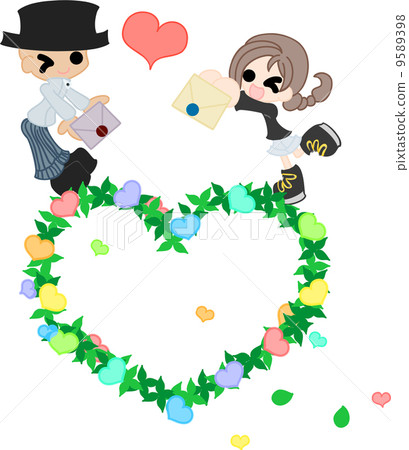 在心靈租約上交換信件的女孩和父親。 9589398