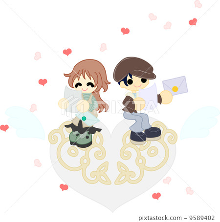 讀信的夫婦在白色心臟對象互相交換了。 9589402