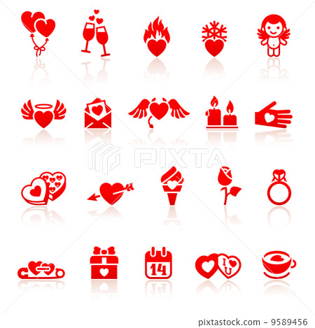 Set valentine's day red icon 9589456