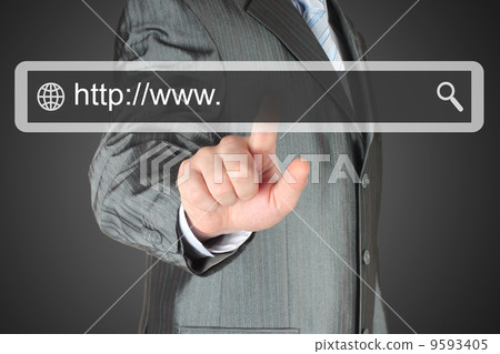 Businessman pushing virtual search bar 9593405