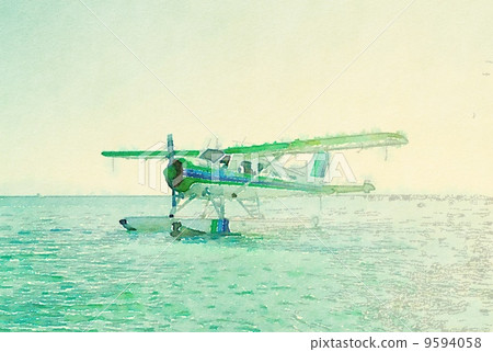 Seaplane watercolor painting 9594058