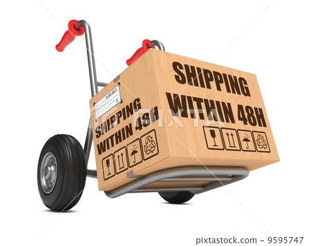 Shipping within 48h - Cardboard Box on Hand Truck. Shipping within 48h - Cardboard Box on Hand Truck. 9595747
