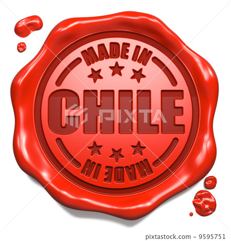 Made in Chile - Stamp on Red Wax Seal. Made in Chile - Stamp on Red Wax Seal. 9595751