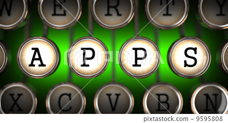 Old Typewriter's Keys with Apps Slogan. Old Typewriter's Keys with Apps Slogan. 9595808