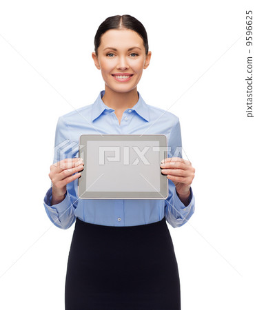 smiling businesswoman with blank tablet screen smiling businesswoman with blank tablet screen 9596625