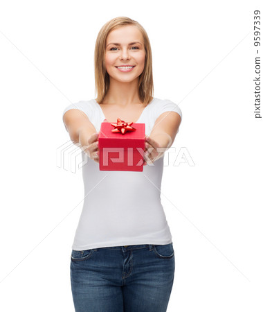 smiling girl with gift box smiling girl with gift box 9597339