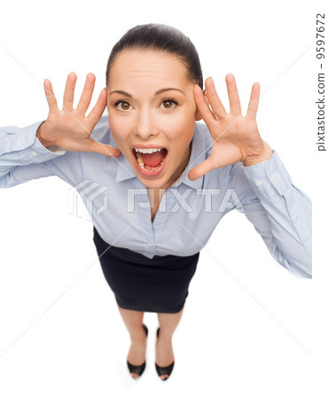 frightened businesswoman screaming 9597672