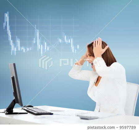 stressed woman with computer 9597789