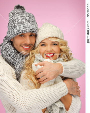 family couple in a winter clothes 9598336