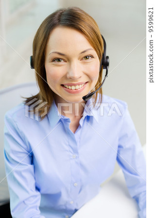 female helpline operator with headphones 9599621