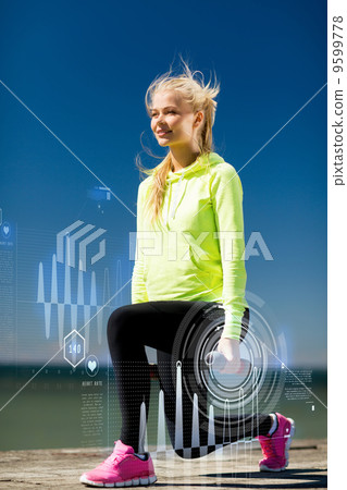 sporty woman with light dumbbells outdoors sporty woman with light dumbbells outdoors 9599778