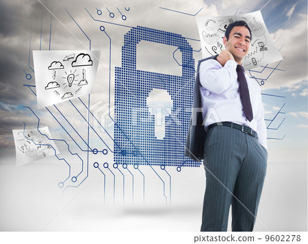 Composite image of smiling businessman standing 9602278