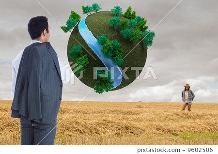 Composite image of businessman standing 9602506