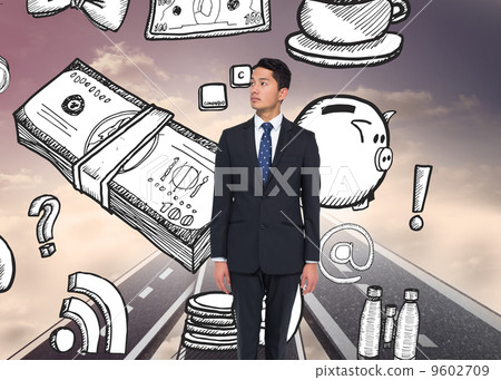 Composite image of serious asian businessman 9602709