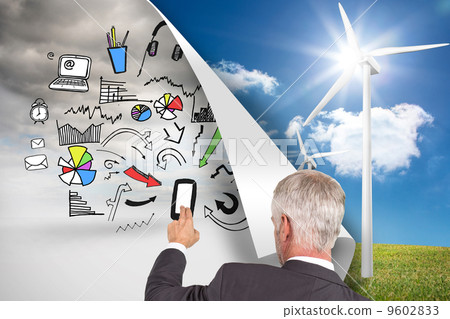 Composite image of rear view of stylish mature businessman point Composite image of rear view of stylish mature businessman point 9602833