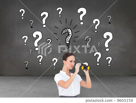 Composite image of serious elegant businesswoman looking through Composite image of serious elegant businesswoman looking through 9603159
