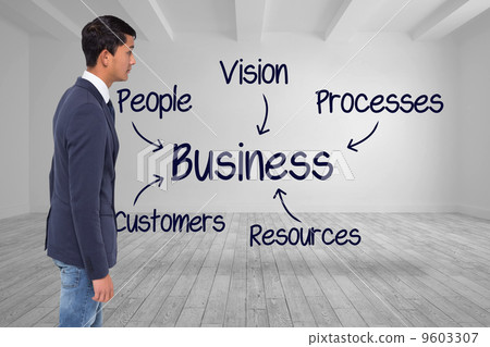 Composite image of unsmiling casual businessman walking 9603307