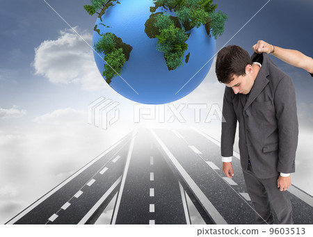 Composite image of businessman hanging Composite image of businessman hanging 9603513