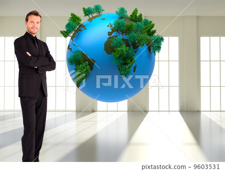Composite image of handsome businessman with crossed arms Composite image of handsome businessman with crossed arms 9603531