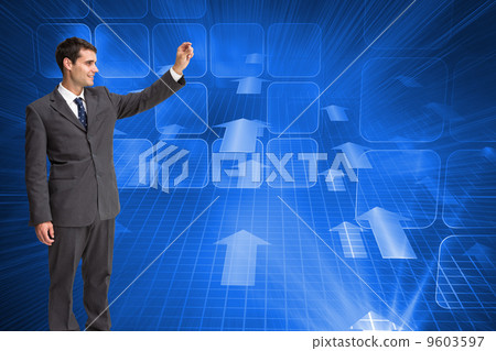 Composite image of happy businessman touching Composite image of happy businessman touching 9603597
