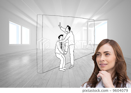 Composite image of thoughtful doctor looking away Composite image of thoughtful doctor looking away 9604079