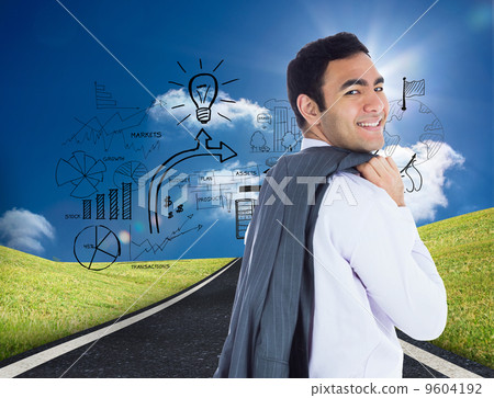 Composite image of smiling businessman standing 9604192