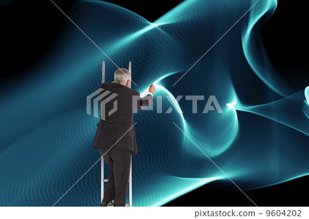 Composite image of mature businessman climbing career ladder Composite image of mature businessman climbing career ladder 9604202