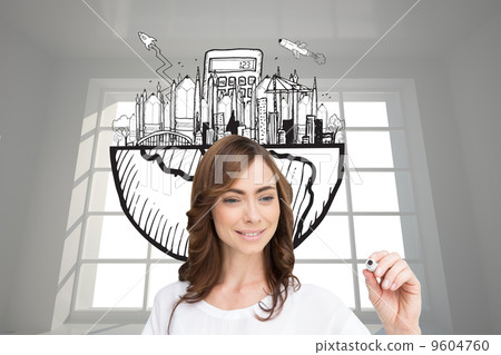 Composite image of smiling businesswoman holding marker Composite image of smiling businesswoman holding marker 9604760
