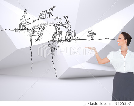 Composite image of happy elegant businesswoman posing Composite image of happy elegant businesswoman posing 9605397