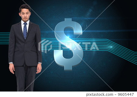 Composite image of stern businessman looking down Composite image of stern businessman looking down 9605447
