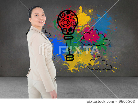 Composite image of smiling asian businesswoman Composite image of smiling asian businesswoman 9605508