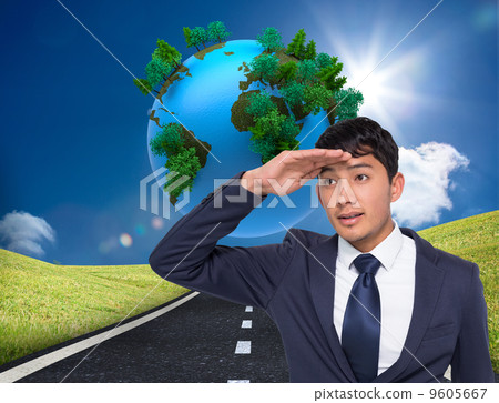 Composite image of frowning casual businessman looking 9605667