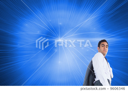 Composite image of unsmiling businessman standing Composite image of unsmiling businessman standing 9606346