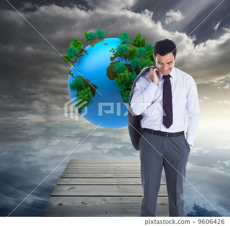 Composite image of smiling businessman standing Composite image of smiling businessman standing 9606426