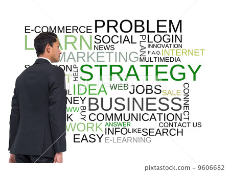 Composite image of serious asian businessman 9606682