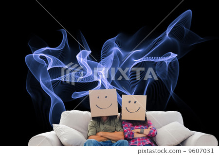 Composite image of silly employees with arms folded wearing boxe 9607031