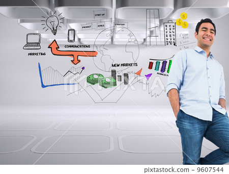 Composite image of smiling casual man standing 9607544