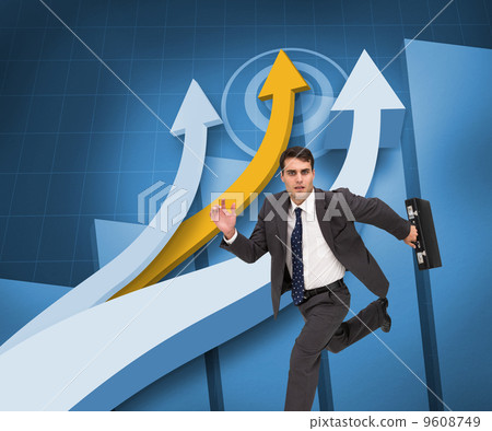 Composite image of stern businessman in a hury 9608749