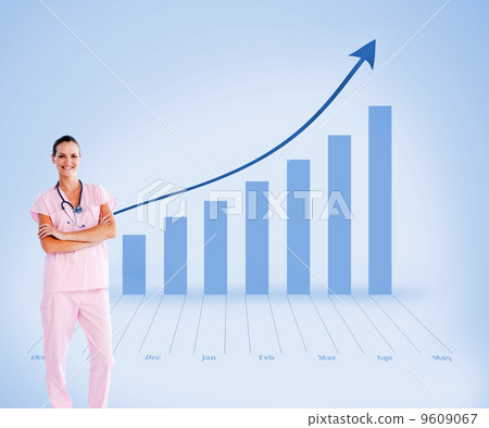 Composite image of beautiful nurse standing in front of the came Composite image of beautiful nurse standing in front of the came 9609067