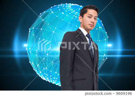Composite image of glowing sphere on black background Composite image of glowing sphere on black background 9609196
