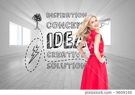 Composite image of smiling blonde turning Composite image of smiling blonde turning 9609198