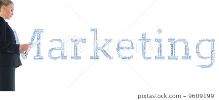 Composite image of businesswoman holding new tablet Composite image of businesswoman holding new tablet 9609199