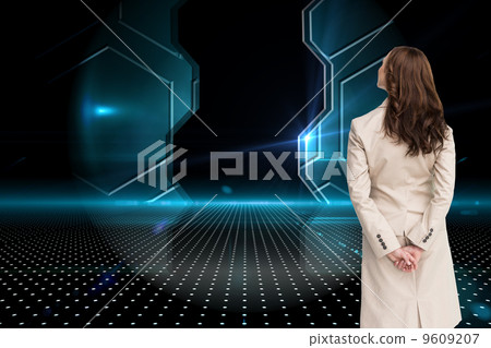 Composite image of rear view of businesswoman Composite image of rear view of businesswoman 9609207