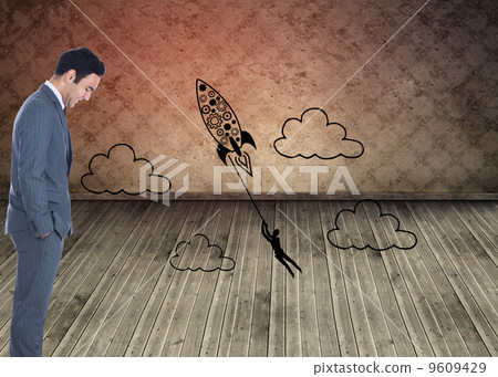 Composite image of smiling businessman standing Composite image of smiling businessman standing 9609429