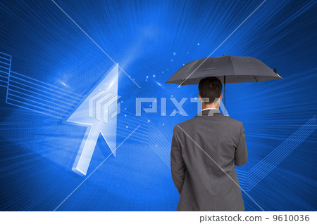 Composite image of rear view of classy businessman holding grey Composite image of rear view of classy businessman holding grey 9610036