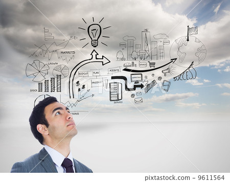 Composite image of unsmiling businessman standing Composite image of unsmiling businessman standing 9611564