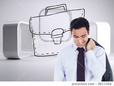Composite image of smiling businessman standing Composite image of smiling businessman standing 9611568