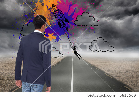 Composite image of casual businessman walking Composite image of casual businessman walking 9611569
