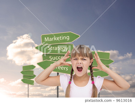 Composite image of crazy little girl 9613016