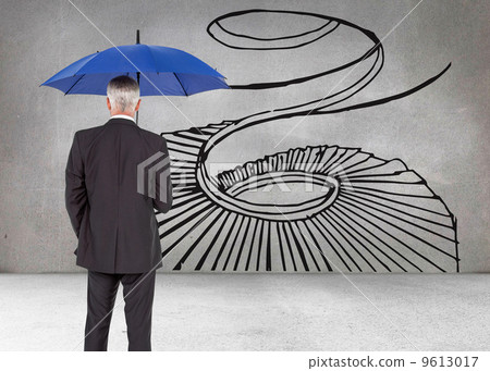 Composite image of businessman holding umbrella Composite image of businessman holding umbrella 9613017